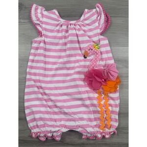 Good Lad Baby Girl Pink White Striped Flamingo Romper 6‎ Months SF893ROS25